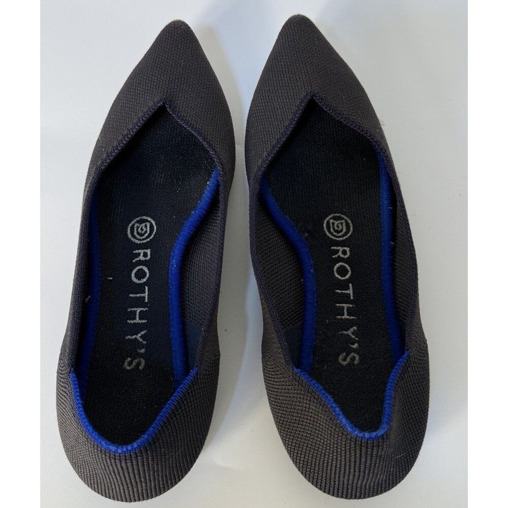 Rothy’s Womens The Point Black Knit Pointed Toe Flats Size 6